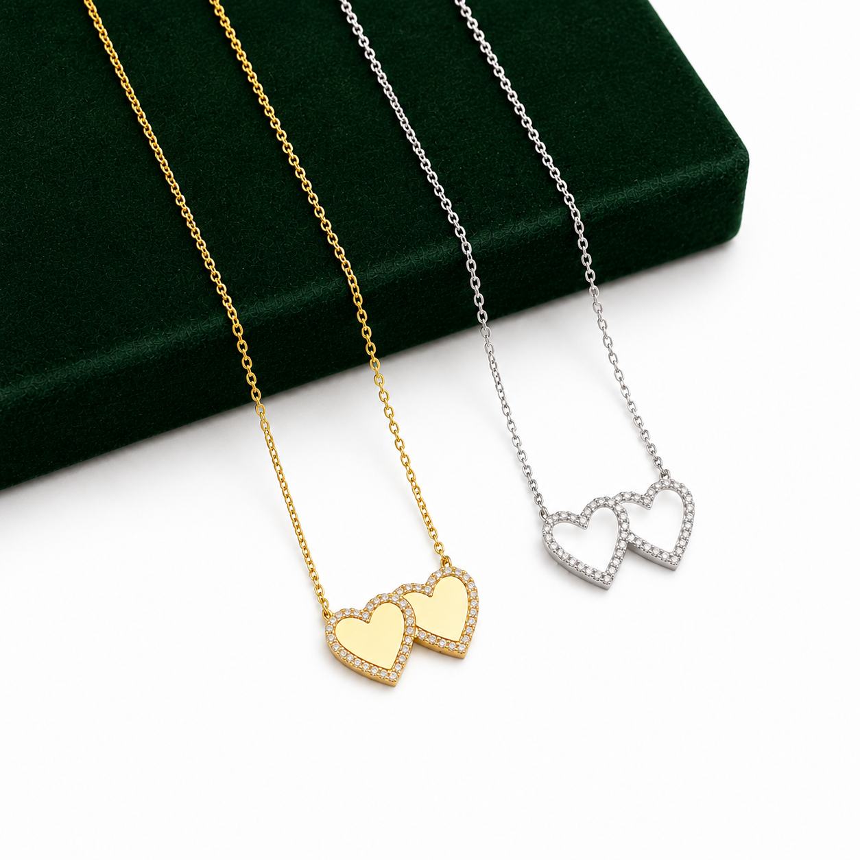 Colar Duo Hearts Brilhos | Personalizável