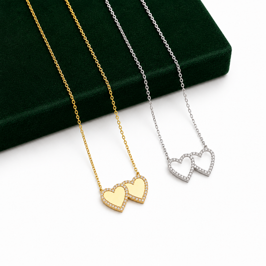 Colar Duo Hearts Brilhos | Personalizável